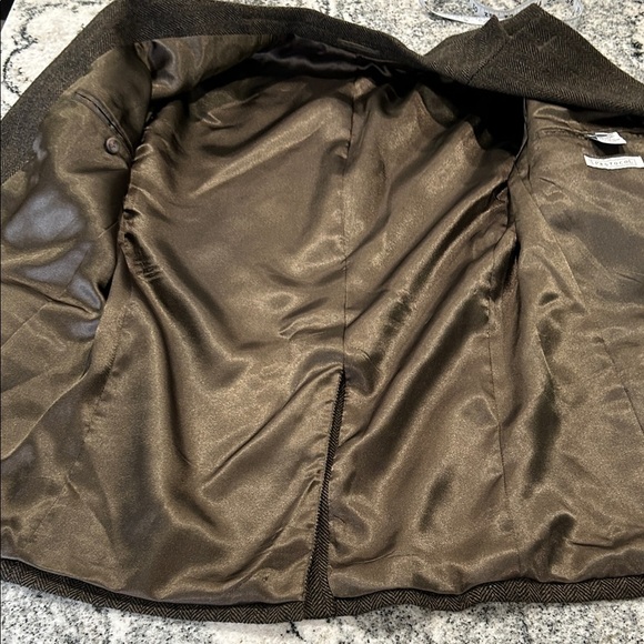 Men's Classic Black Blazer Protocol brown herringbone 100% pure virgin wool - Picture 9 of 14